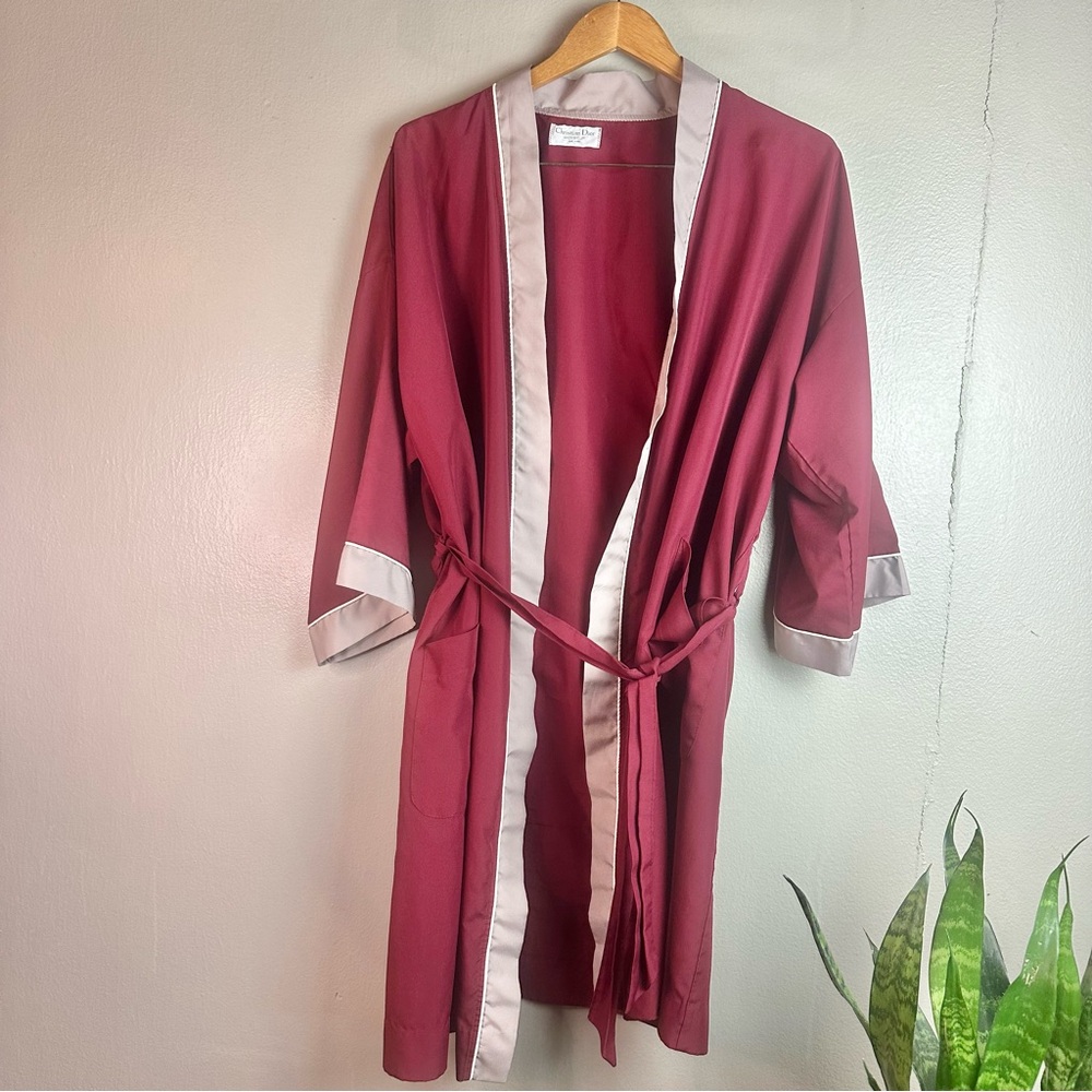 Christian Dior Men’s Vintage Velour Burgundy Robe Sz OS